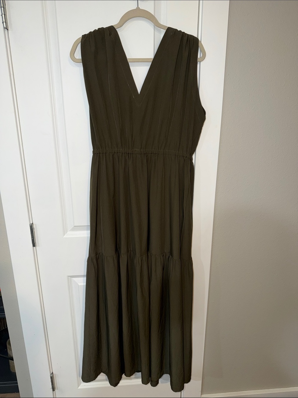 Calvin Klein Olive Green Sleeveless V-Neck Maxi Dress - Picture 5 of 8